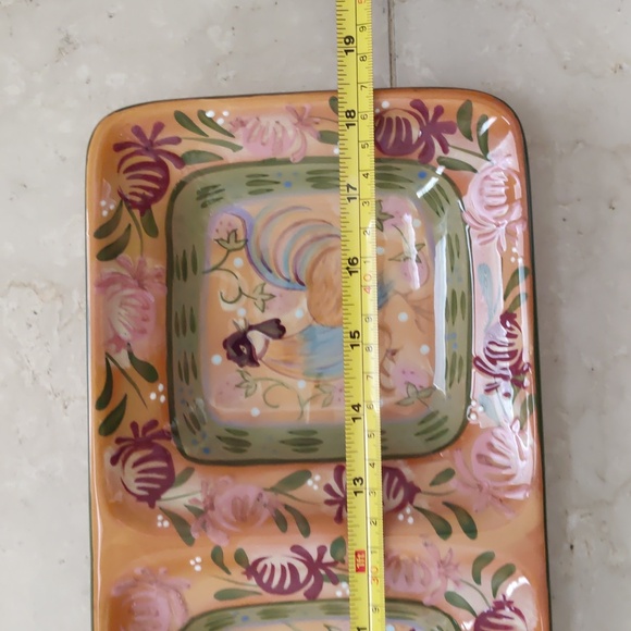 Zrike Danna Cullen Chanticleer 3 Section Serving Tray Rooster NWT - Picture 12 of 16